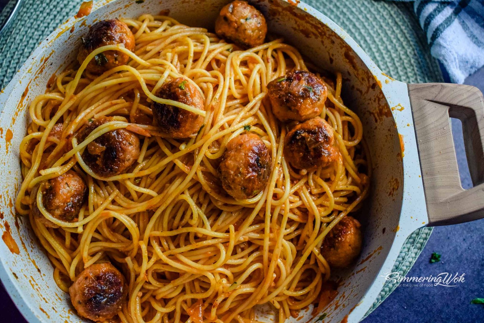 Chicken Meatballs with Spaghetti