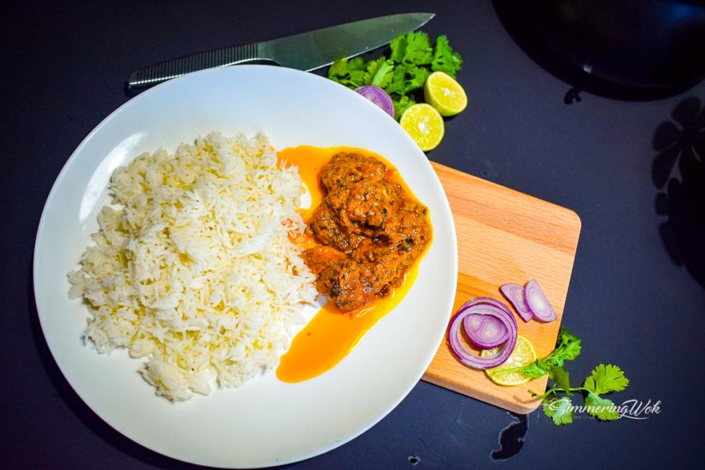 Tandoori Chicken Tikka Masala served with rice