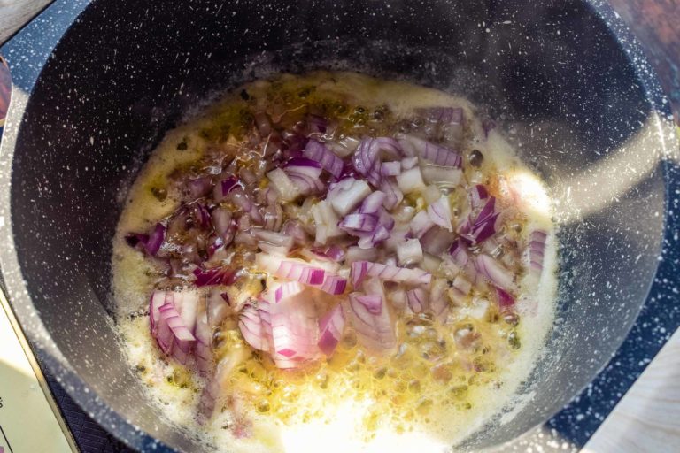 sauteing onion and garlic