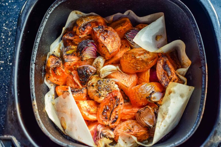 Charred tomatoes, onion and garlic